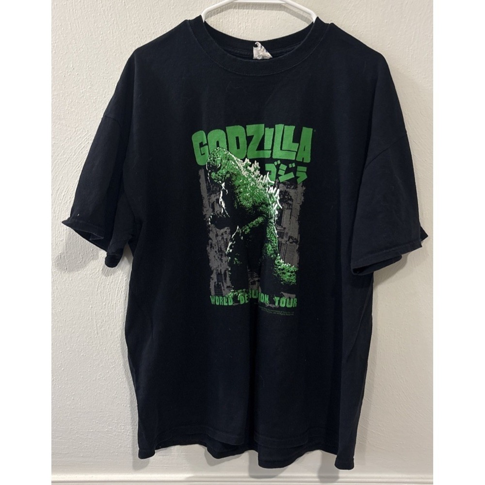 Godzilla T-Shirt Mens Large Black World Destruction Tour Graphic Tee